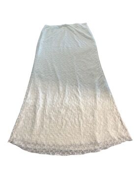 See You Monday Floral Romantic Lace Maxi Skirt Cream White Boho Coquette XL